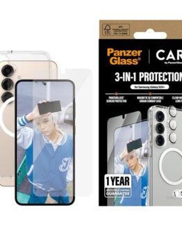 [3in1] CARE by PanzerGlass Galaxy S25 Plus Skal, Härdat Glas, Kameralinsskydd
