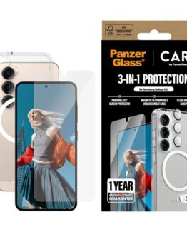 [3in1] CARE by PanzerGlass Galaxy S25 Skal, Härdat Glas, Kameralinsskydd