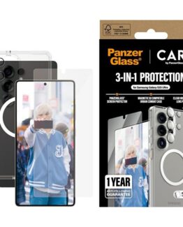 [3in1] CARE by PanzerGlass Galaxy S25 Ultra Skal, Härdat Glas, Kameralinsskydd