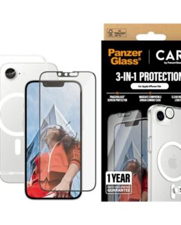 [3in1] CARE iPhone 16e Skal, Härdat Glas, Kameralinsskydd