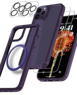 [6in1] BOOM iPhone 14 Pro Skal - Kameralinsskydd - Härdat Glas - MagSafe Ring