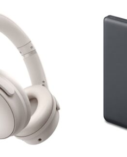 Bose QuietComfort trådlösa hörlurar, Over-Ear (vit) + powerbank