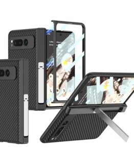 GKK Google Pixel Fold Mobilskal Kickstand PU-Läder Carbon - Svart