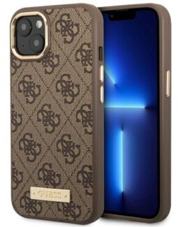 GUESS iPhone 14 Plus Mobilskal MagSafe Logo Plate - Brun