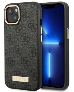 GUESS iPhone 14 Plus Mobilskal MagSafe Logo Plate - Svart