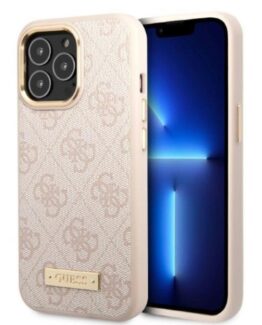 Guess iPhone 13 Pro/13 Mobilskal MagSafe Logo Plate - Rosa