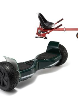 Paket Hoverboard Go Kart med Stötdämpare, 8.5 tums, Hummer Green, Standard Räckvidd och Röd Hoverkart med Stötdämpare, Smart Balance