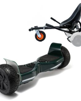 Paket Hoverboard Go Kart med Stötdämpare, 8.5 tums, Hummer Green, Standard Räckvidd och Svart Hoverkart med Stötdämpare, Smart Balance