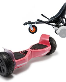 Paket Hoverboard Go Kart med Stötdämpare, 8.5 tums, Hummer Red, Standard Räckvidd och Svart Hoverkart med Stötdämpare, Smart Balance