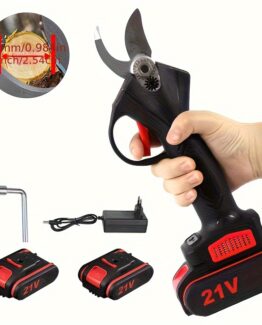 TEMU 21V Trådlös Elektrisk Beskärningssax 1200W med 2 Batterier & Laddare - Skärcapacitet 0-25mm, Ergonomiskt Handtag för Fruktträd, Bonsai,