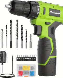TEMU Trådlös borrsats, 20V elektrisk borrmaskin med batteri och laddare, 30N.m och 21+1 vridmoment, 2 justerbara hastigheter, med 59 st