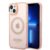 GUESS iPhone 14 Skal MagSafe Gold Outline Translucent – Rosa
